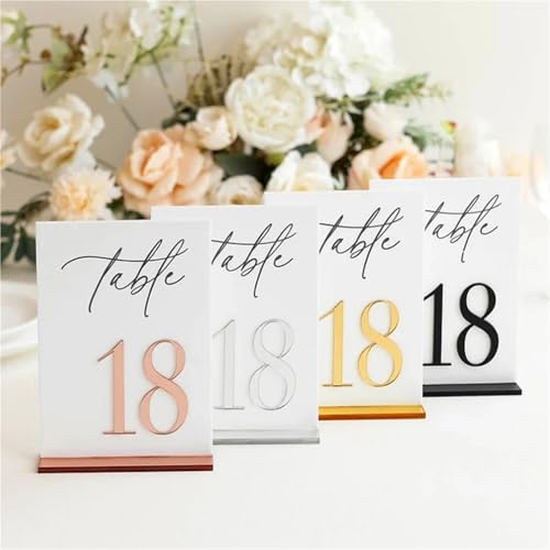 Numéros de table restauration signalisation décoration mariage blanc or - 2