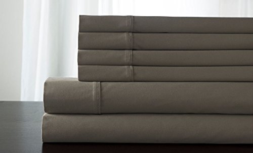 Best Deal 🛒 Elite Home Products 350 Thread Count Camden Bonus 4-Piece Cotton Deep Pocketed Solid Sheet Set, Twin-XL (4Piece), Taupe