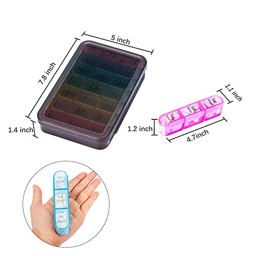 Pill Organizer 3 Times A Day - Weekly Pill Organizer 3 Times A Day - Large Pill Box 7 Day Medicine Organizer Pill Case, Pill Box Organizer Container, Daily Pill Box 3 Times A Day, To Hold Vitamins #TOP2