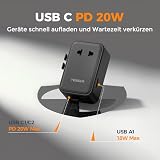 TESSAN Adapter podróżny PD 20W, travel adapter worldwide z 2 USB C i 1 USB A, uniwersalny adapter USA, przejsciowka EU na UK, wtyczka do USA, Wielka Brytania, Japonia, Tajlandia, Australia, Czarny