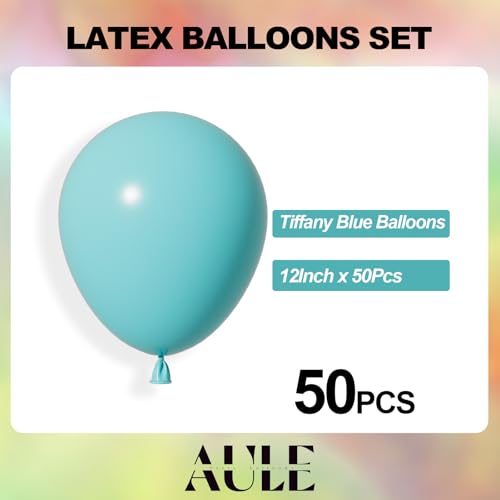 Image of AULE 50Pcs Latex 12 Inch Teal Blue Balloons | Happy Birthday Pool Party Graduation Gender Reveal Sea Theme Wedding Decoration
