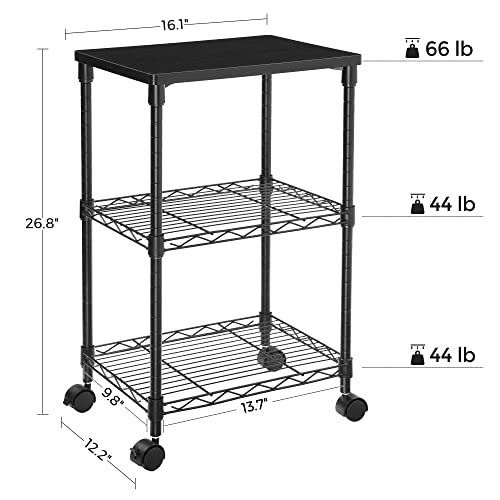 Songmics 3 Tier Printer Stand, Printer Table With Wheels, Rolling Printer Cart, Printer Desk With Metal Frame For Home Office, 16.1 X 12.2 X 26.8 Inches, Black Ulgr303B01 #TOP4