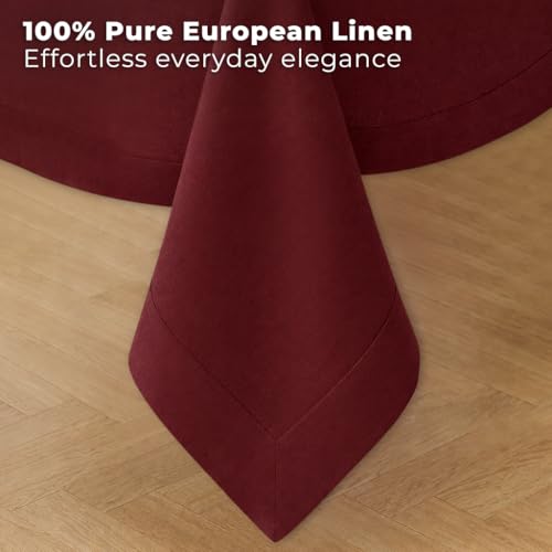 Classic Linen™ by D'Moksha Red Garnet Tablecloth, Rectangle Tablecloth 60 x 90 Inch, 100% Pure Linen, Machine Washable Table Cloth for Dining- Summer, Weddings, Outdoor hostings by D'Moksha Homes - Used condition - Image 4