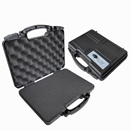 Hard Lockable Gun Case for Pistol, Revolver, and Handgun 12.3" inches x 10.5" Airline Compliant Locking 9mm TSA Approved Firearm Travel Water-Resistant Storage Box Gun Carrying Case for Pistols