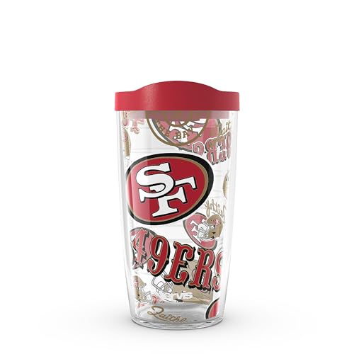 Tervis NFL® San Francisco 49ers - All Over Made in USA Double Walled Insulated Tumbler Travel Cup Keeps Drinks Cold & Hot, 16OZ,