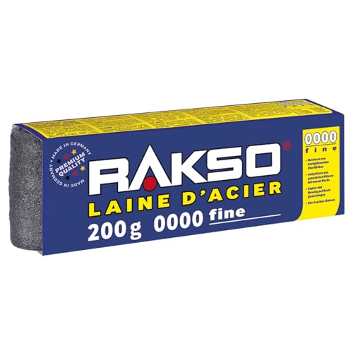 RAKSO Laine d'acier extrafine 0000, 200g, 1 Banderole, Paille de Fer pour Polissage de...