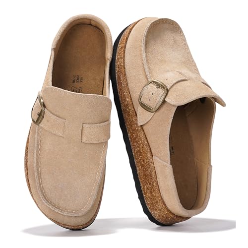 Project Cloud 100% Genuine Leather Moccasin-Style Clogs for Women - Memory Foam and Water Resistant Mules Slip-on - Non-Slip and Durable Clogs Casual Shoes for Women Footwear (Carline)