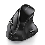QCYDOBRASIL Mouse Vertical Sem Fio Bluetooth Recarregável Iwg Sgm01 Preto Design Ergonômico Sincronização de 3 Dispositivos Clique silencioso Compatibilidade Universal