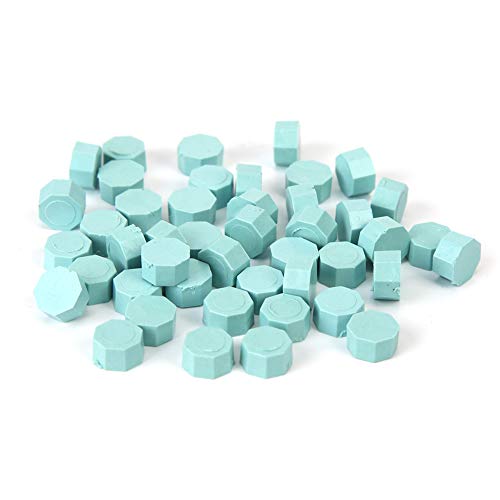Everpertuk 100pcs Cires à Cacheter de Peinture Timbre Octogone Rétro Vintage Perle de Cire de Tampon Dédiée DIY Outils de Cire à Cacheter Bleu Clair Cover