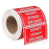 Mifoci 1 Roll 500 Labels Exempt Human Specimen Medical Healthcare Labels 1.5 x 3 Inch Red Rectangle Exempt Specimen Label Sticker for Medical and Industrial Use and More