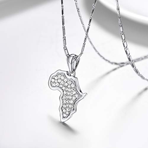 U7 Women Platinum Plated Necklace Rhinestone Crystal Pendant Africa Map Design African Style Jewelry #TOP2