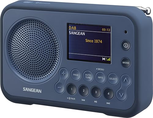 SANGEAN DPR-76BT – Kompaktes, tragbares Digital-Radio mit DAB+/FM, Bluetooth, intelligentem Batteriefach, Dunkelblau