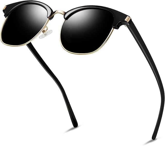 High Protection UV400 Polarised Sunglasses Semi Rimless for Women Men Retro Classic