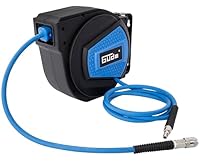 Güde Automatikschlauchtrommel 10 m (Arbeitsdruck 12 bar, 180° schwenkbar, hochflexibler öl- und temperaturbeständiger Druckluftschlauch, Anschlussgewinde 1/4, Wandhalterung)