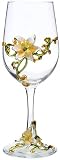 Simcat Handmade Painted Enamel Flower Glass Wine Glasses Transparent Refined Goblet, Stem For Cabern