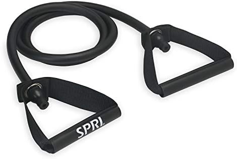 SPRI Resistance Bands with Handles - Exercise Resistance Tube Bands for Strength Training Fitness - Workout Arms, Chest, Back, Shoulders – Black, Ultra-Heavy