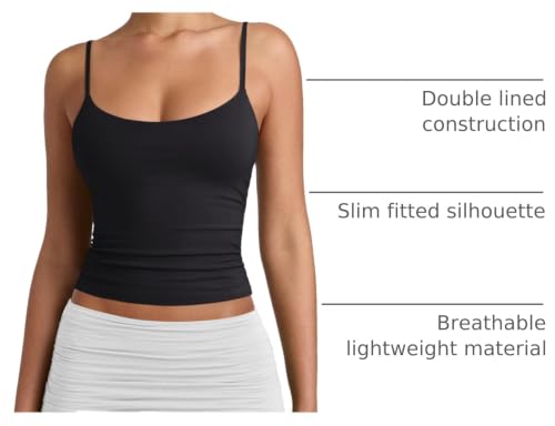 Image of PINKMSTYLE Women's Basic Double Lined Scoop Neck Tank Tops Summer Cami Top | Adjustable Spaghetti Strap,Soft Skin Stretch,Slim Fit for Everyday Wear