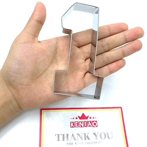 Keniao 1 Cookie Cutter Large Number One Fondant Biscuit Cutter Kids, 4" Tall, Stainless Steel #TOP1