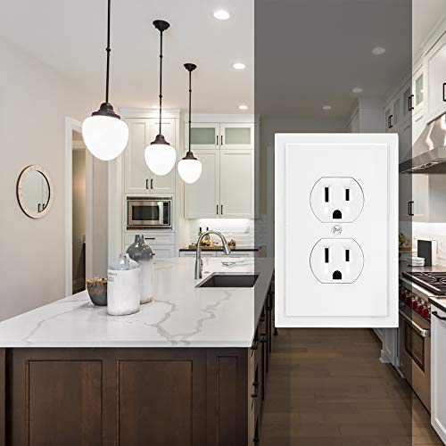 Henne Bery Modern Edge Decorative Wall Plate Switch Plate Outlet Cover, Durable Solid Zinc Alloy (Single Duplex 2PK, Pure White) by Henne Bery - Image 4