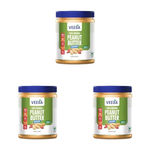 Image of Veeba 100% Natural Peanut Butter (1Kg) (Pack of 3)