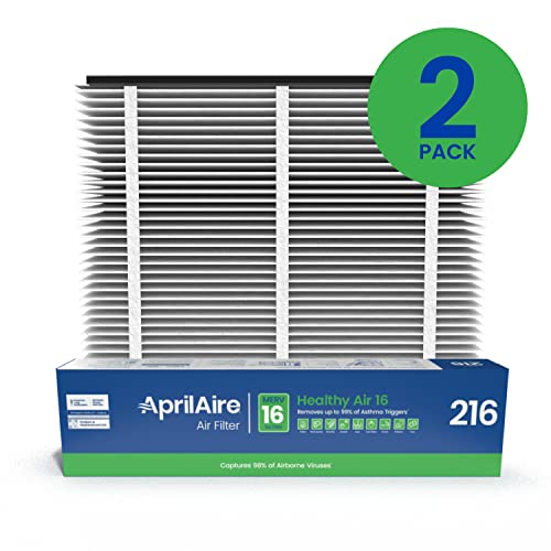 Aprilaire 216 Replacement Filter For Aprilaire Whole House Air Purifiers - Merv 16, Allergy, Asthma, & Virus, 20X25X4 Air Filter (Pack Of 2) #TOP1