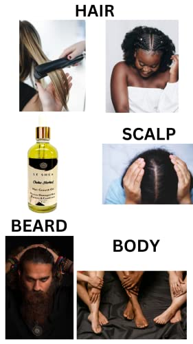Le Shea Chebe Oil Moisturizer For Hair Growth, Tea Tree & Peppermint Jamaican Black Castor Amla Herbs Olive Oil, All Natural Elixir, Scalp Root Stimulator Repair Thin Brittle Edge Regrow Loss #TOP3
