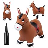 sun baby Saltador Hinchable para Niños hasta 45 Kg sin BPA, Pelotas saltarinas para niños (Poni marrón 2)