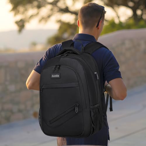 Asenlin Travel Laptop Backpack for Women & Men,Water Resistant Business Slim Sturdy Laptops Backpack with USB Charging Port,Fits 15.6 Inch Notebook College School Computer Bag-Black - image 7