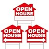Open House Signs For Real Estate, 3-Pack 17″x13″ Double-Sided Signs, Corrugated Plastic, H-Metal Stakes, Estate Sale Signs