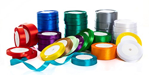 Solid Color Satin Fabric Ribbon (Light Yellow, 3/8" X 25 Yards) #TOP2