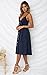 Yidarton Womens Dresses-Summer Spaghetti Strap Tie Front Button Down Sexy Backless Midi Dress (Large, Navy)