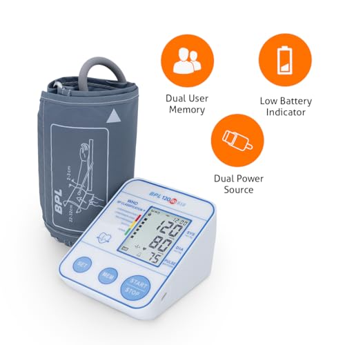 Image of BPL Medical Technologies B18 Digital Blood Pressure Monitor with C-Type USB, LCD Display|BP Apparatus for Home|Hypertension & Managing Heart Health Device - White