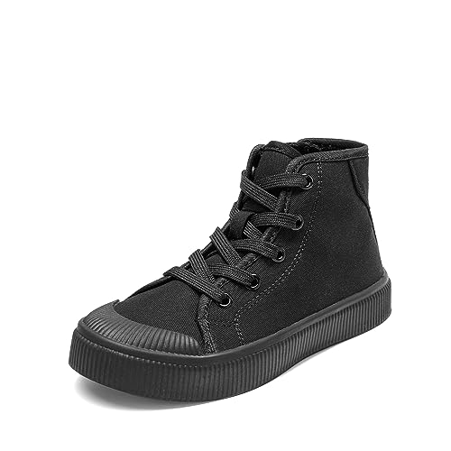 DREAM PAIRS Kids Sneakers Little Boys Girls High Top Canvas Shoes LilLegends CourtStar Casual Walking Shoes 13 Little Kid Black
