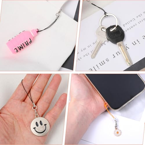 Quilax 100 Stück Handyanhänger Schlaufen,Handy Lanyard mit Karabiner,DIY Handyanhänger Bastelarbeit,Schlüsselanhänger-Bastelset zum Aufhängen Weihnachtsbäumen,Key Pendant,für Sticks,Pfeife(10 Farben)