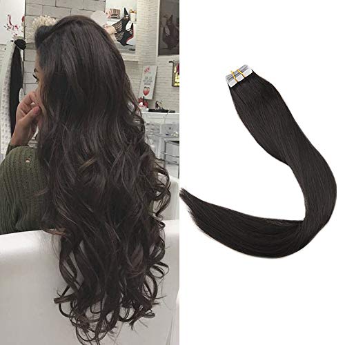 【Promotion】Full Shine 18" 20 Pieces 50g Per Package Off Black Color #1B Tape in Human Hair Extensions Thick End Hair Skin Weft Adhesive Tape in Hair Extensions by Full Shine