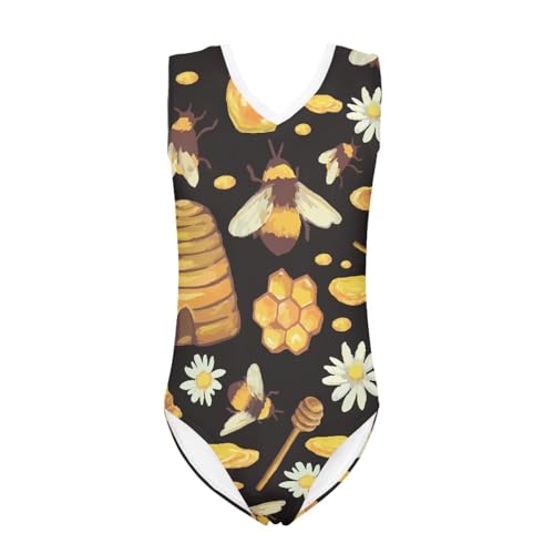 Image of Fashion Print One-Piece Swimsuits for Girls,Soft Stretchy One Piece Bathing Suit Quick Dry Beach Swimwear 5-14 Years