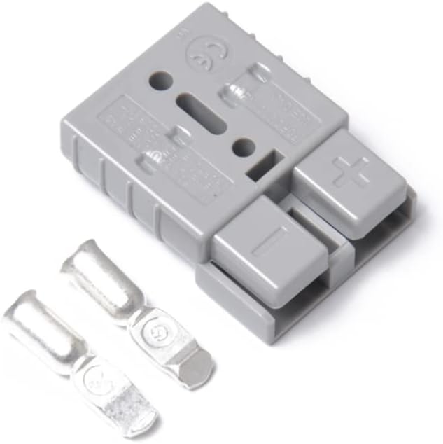 3pcs Power Connector Plug Double Pole Quick Connect Disconnect for Forklifts Trailers Winches Includes Protective Cover Durable Polycarbonate Shell Reliable Plated Grey