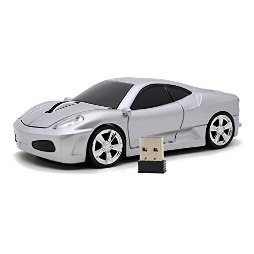 Image of Wireless Mouse Sports Car Mouse USB Computer Mice Optical 2.4GHz with Headlight 1600DPI for PC Laptop MAC (Silver)