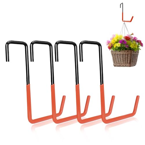 Vipuikos 4 Stück S Haken Groß Garagenhaken, Fahrrad Aufhängung Ohne Bohren, Metallhaken zum Einhängen Schwerlast, für Deckenbalken, Aufhängen von Fahrrädern, Gartengeräte, Blumenampel, Blumentopf