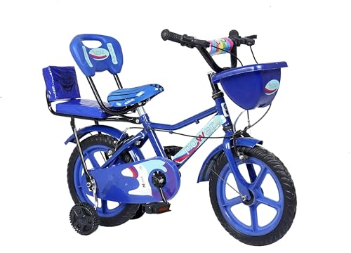 Image of NORMAN JR - Double Seat Collection Kids Bike Bicycle for Toddlers and Kids 14 Inch Fully Adjustable with Back Seat & Support for Boys and Girls Cycle for 2 to 5 Year- Indigo Blue