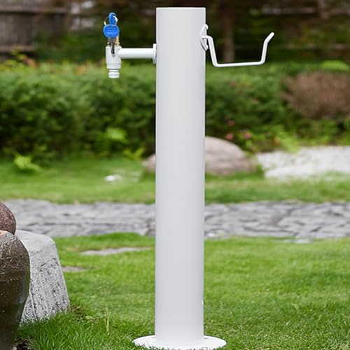 304 Stainless Steel Garden Water Column, Freeze Proof Outdoor Faucet for Irrigation, with Faucet and Spray Gun, for Backyard Irrigation Washing(White3)