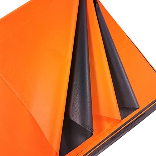 20 hojas de papel de seda de Halloween para envolver grandes hojas de papel de envoltura negro y naranja hojas de pañuelos perfectas para manualidades de Halloween y envoltura de regalo de Halloween
