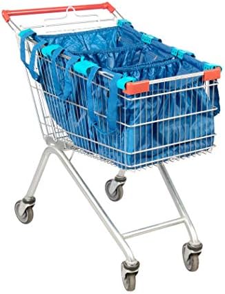 Handy Sandy Reusable Cart Grocery Shopping Tote Bag, Shopping Cart Bags, and Grocery Organizer (Bright Blue)