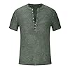 Men Distressed Henley Shirts UK Sale Clearance Man Button Up V-Neck T-Shirts Short Sleeve Tops Comfy Cotton Tees Summer Casual Pullover Regular-Fit Blouse Plain Retro T Shirt Lightweight Tshirts #2