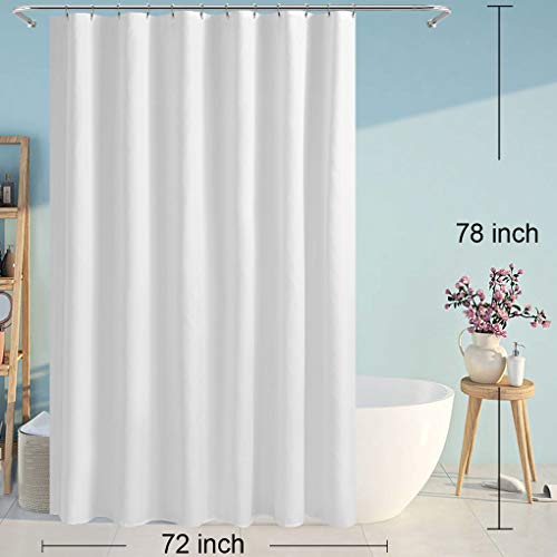 Eforcurtain Long Fabric Shower Curtain Liner 72 X 78 Inch, Waterproof White Shower Curtain Sets Machine Washable Polyester #TOP4