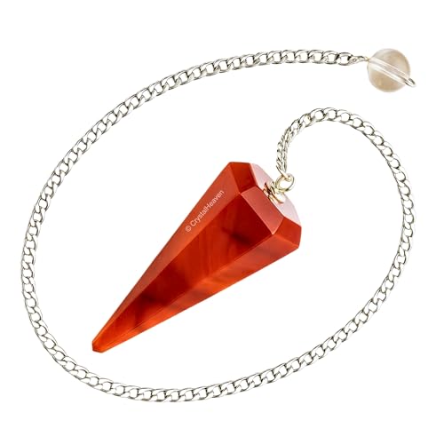 Image of Carnelian Pendulum Dowsing Tool - Natural Crystal Pendulum for Spiritual Guidance - Premium Dowser Pendulum for Accurate Divination and Energy Healing - Perfect for Energy Healing and Chakra Balancing - Handcrafted with Precision and Elegance