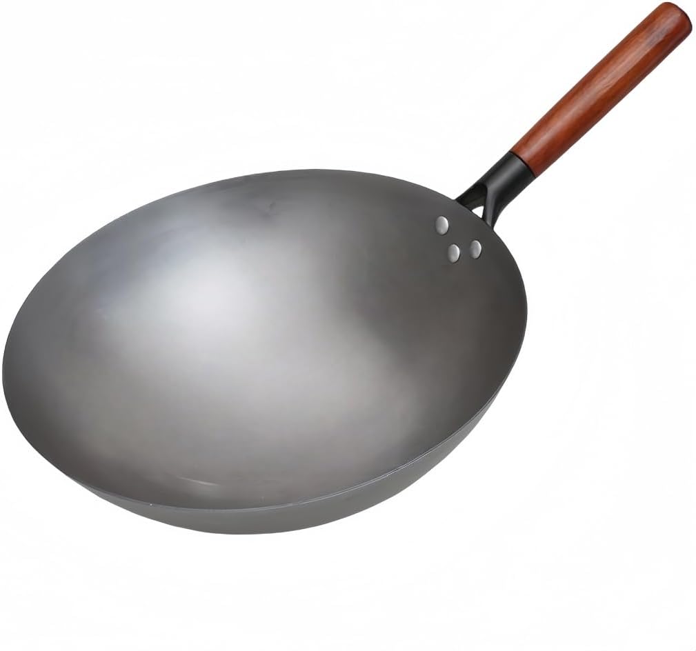 TVT 中華鍋 フライパン 鉄鍋 鉄パン 両手鍋 焦げにくい 丈夫 お手入れ簡単 調理器具 木製ハンドル おしゃれ 多用途 厚手 省