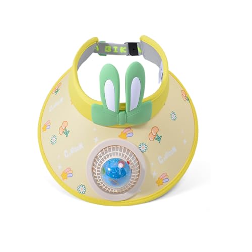Solar Hat for Girls with Built-in Fan, Kids Sun Visor Cooling Cap, Outdoor Summer Fan Hat
