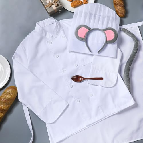 Croloose 6 Pcs Halloween Mouse Costume Accessory Ear Headband Tail and Chef Costume Set Hat Apron for Men Women Adult(L) by Croloose - Image 6