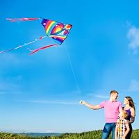 HONBO Drachen Kinder, Flugdrachen für Kinder ab 8,Großer Drachen für Erwachsene,inklusiv Drachenschnur, Delta Kite,kinderdrachen (Heart) – Ansicht 4